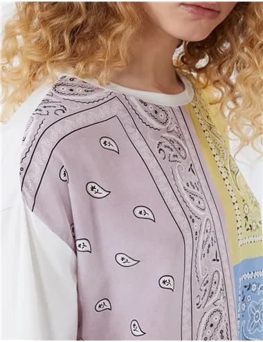 T-shirt donna Pampas seta e cotone multicolor