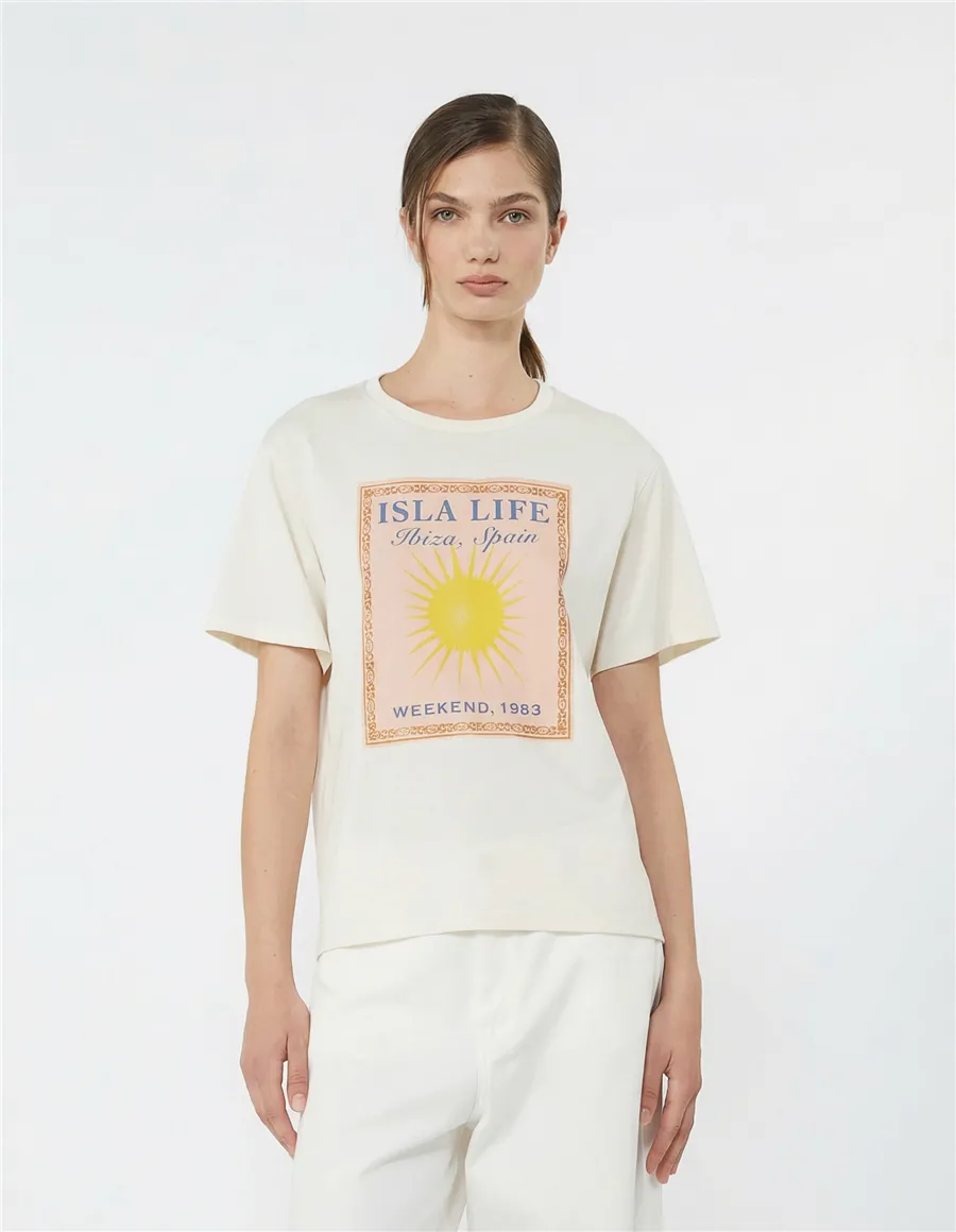 T-shirt donna Pantera ecrù