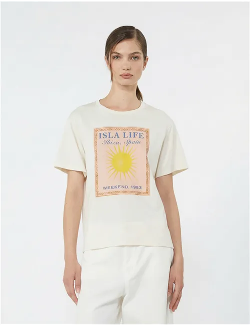 T-shirt donna Pantera ecrù