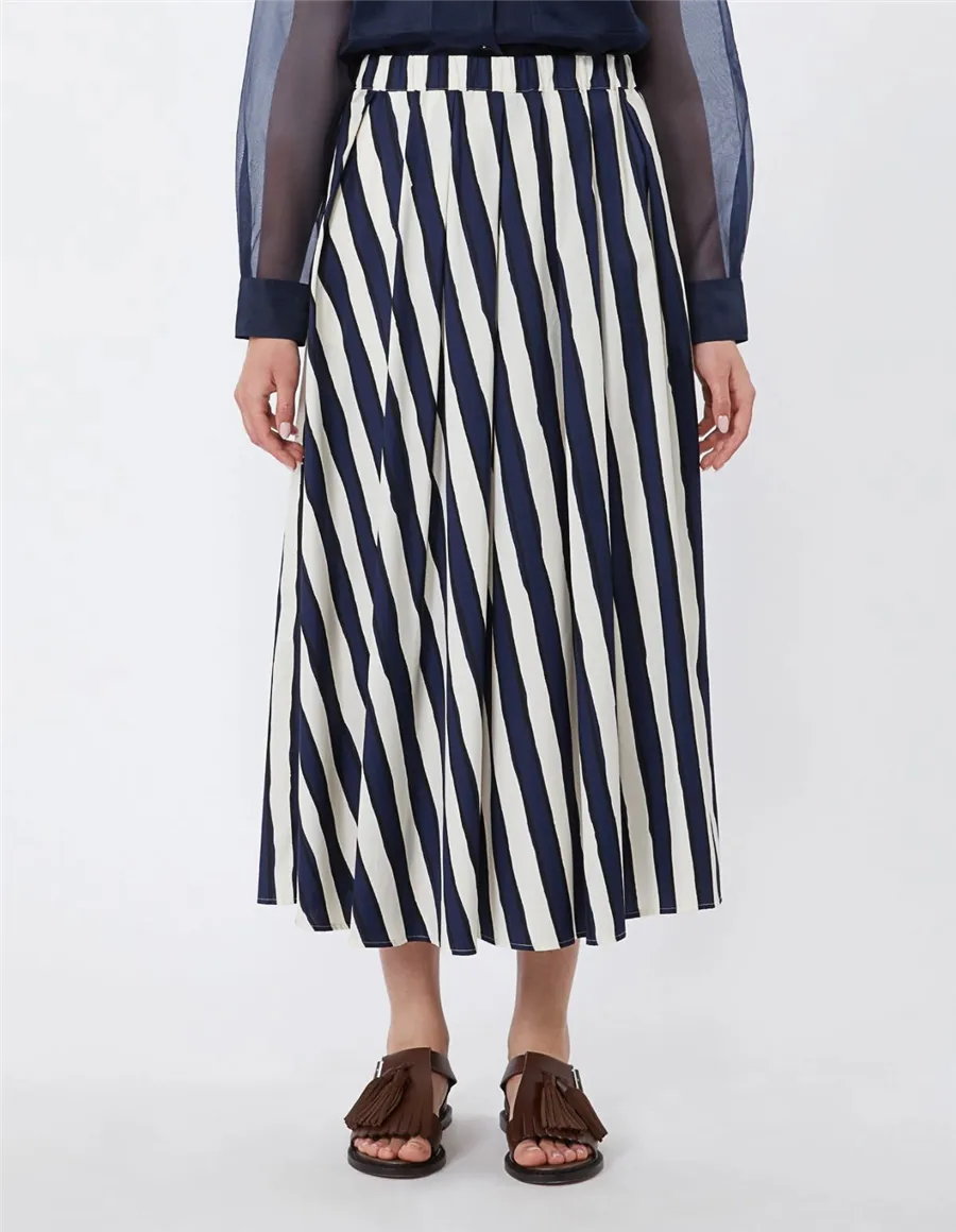 Gonna midi donna Uomo plissettata blu navy