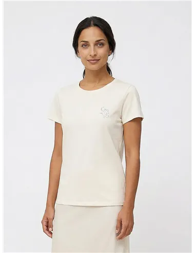 T-shirt donna con strass bianco