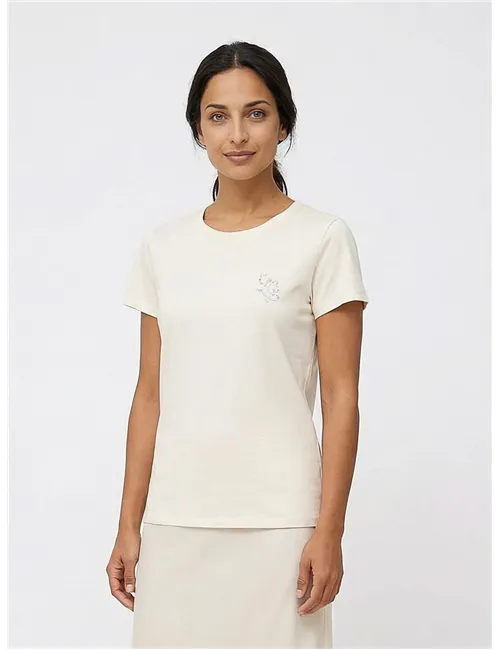 T-shirt donna con strass bianco