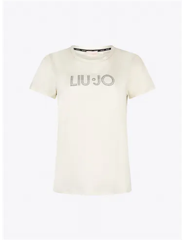 T-shirt donna con strass bianco