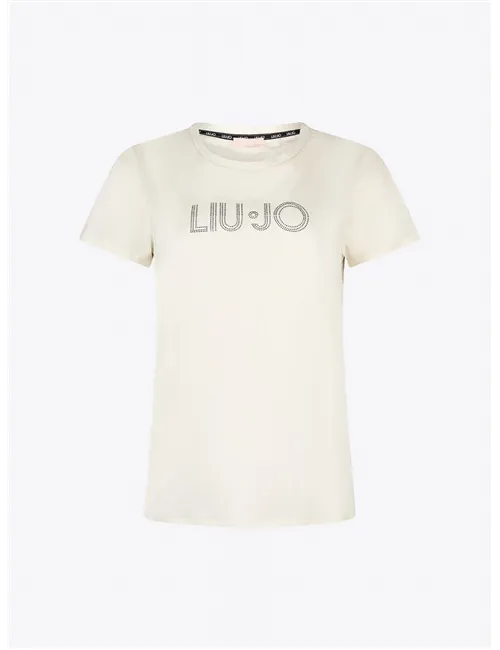 T-shirt donna con strass bianco