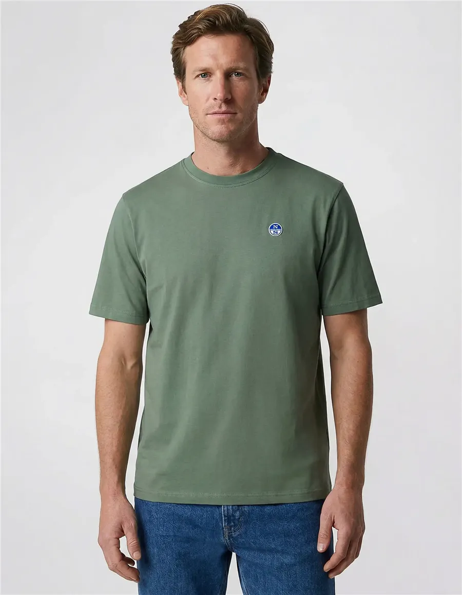 T-shirt uomo con patch logata verde oliva