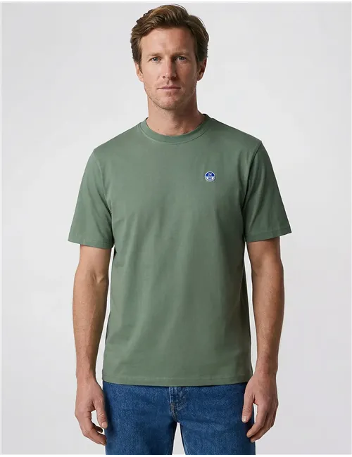T-shirt uomo con patch logata verde oliva