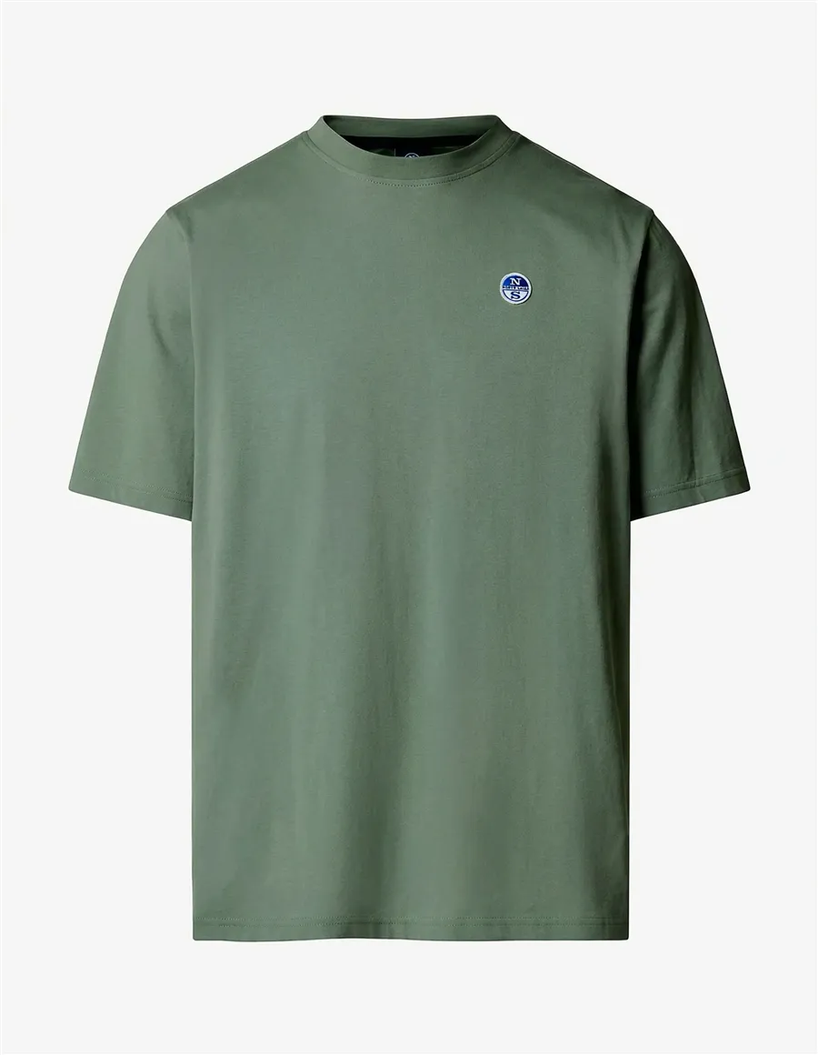 T-shirt uomo con patch logata verde oliva