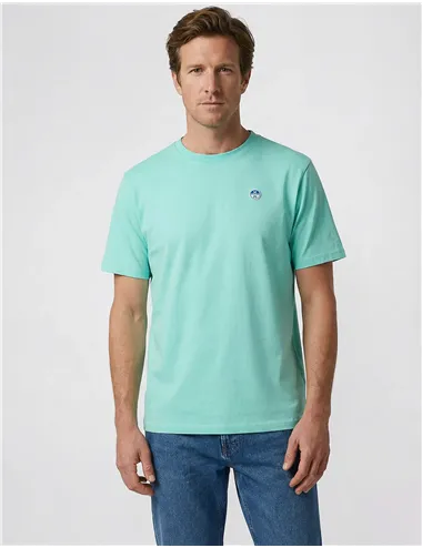 T-shirt uomo con patch logata verde acqua