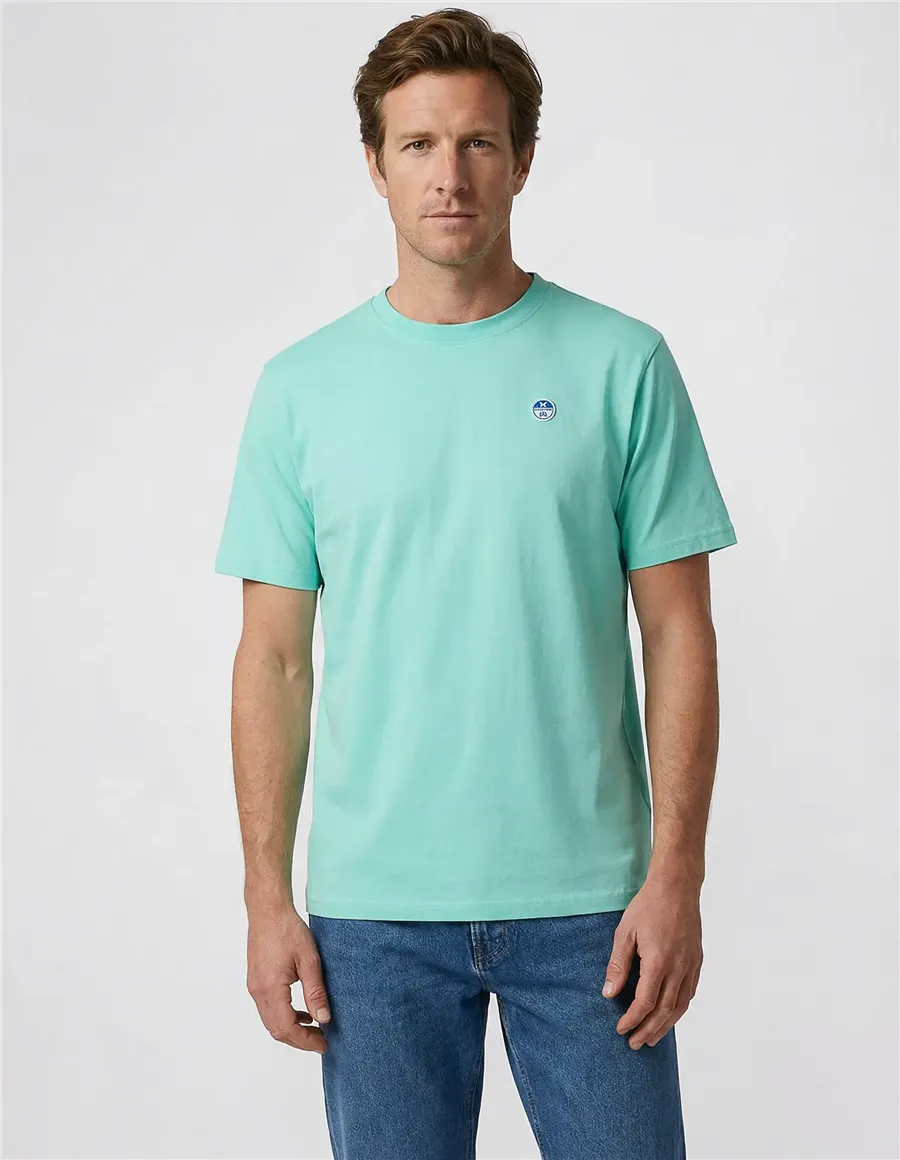 T-shirt uomo con patch logata verde acqua