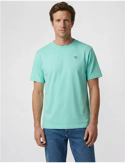 T-shirt uomo con patch logata verde acqua
