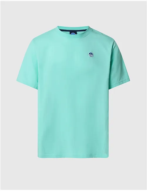 T-shirt uomo con patch logata verde acqua