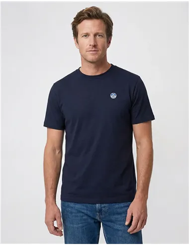 T-shirt uomo con patch logata blu navy
