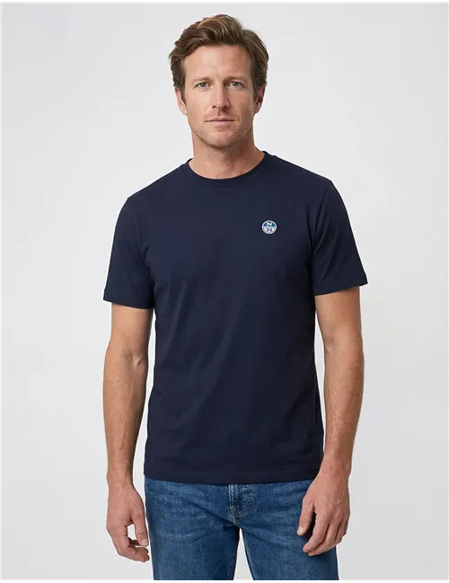 T-shirt uomo con patch logata blu navy