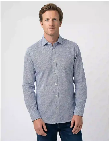 Camicia uomo in popeline stampato azzurro