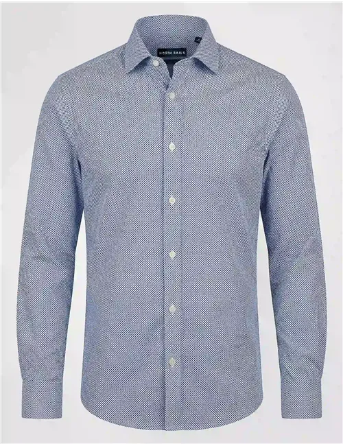 Camicia uomo in popeline stampato azzurro