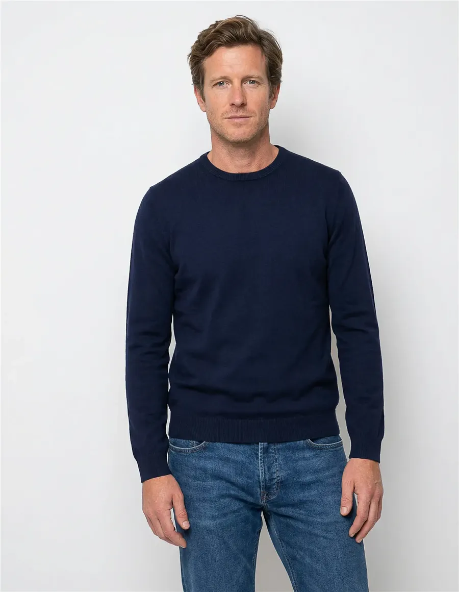 Maglione uomo girocollo leggero blu navy