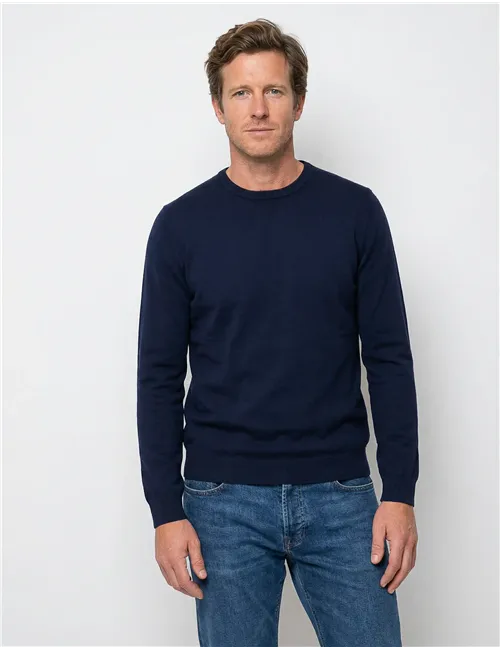 Maglione uomo girocollo leggero blu navy