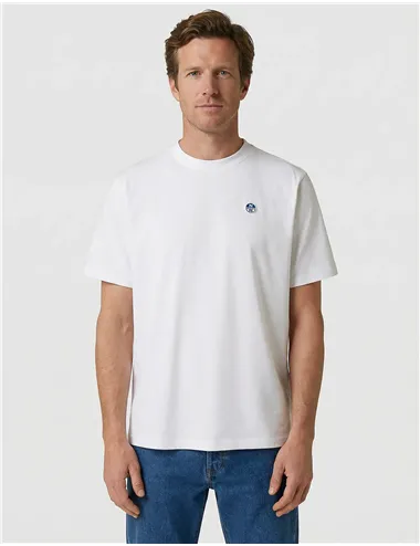 T-shirt uomo con patch logata bianco