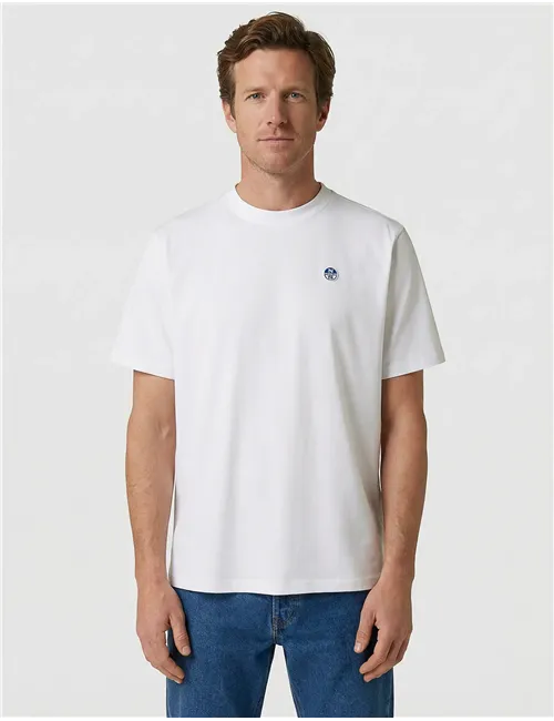 T-shirt uomo con patch logata bianco