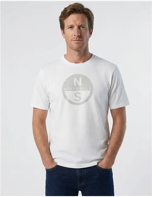 T-shirt uomo con maxi logo bianco