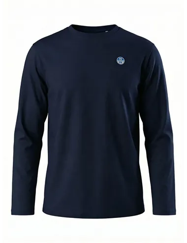 T-shirt uomo a maniche lunghe con logo blu navy