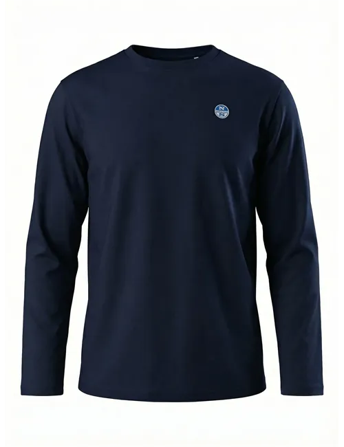 T-shirt uomo a maniche lunghe con logo blu navy