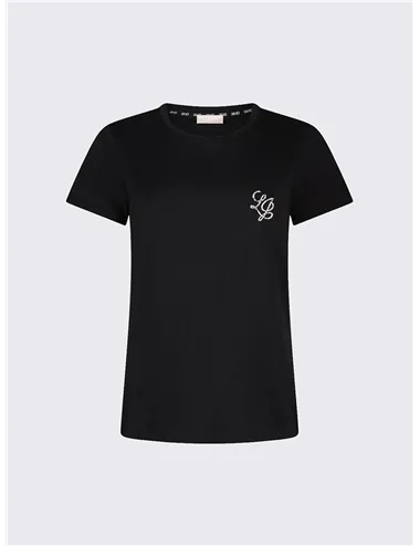 T-shirt donna con strass nero