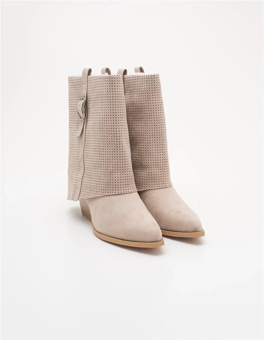 Stivaletti donna Biker Western beige