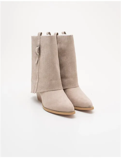 Stivaletti donna Biker Western beige