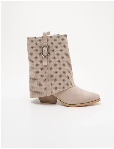 Stivaletti donna Biker Western beige