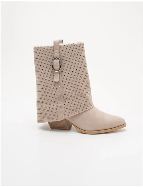 Stivaletti donna Biker Western beige