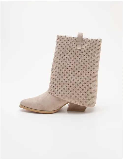 Stivaletti donna Biker Western beige