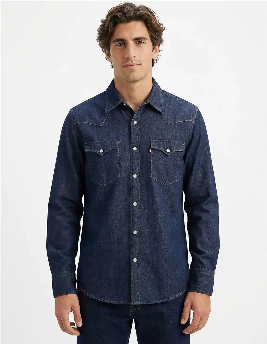 Camicia uomo Western Classico denim blu