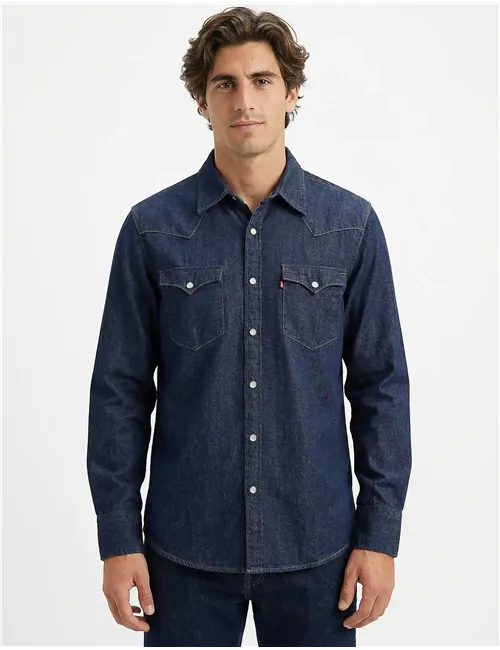 Camicia uomo Western Classico denim blu