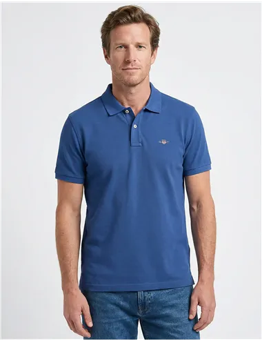 Polo uomo piqué blu