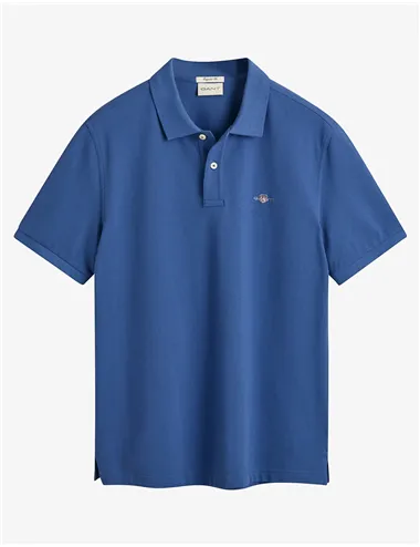 Polo uomo piqué blu