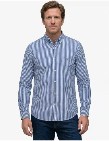 Camicia uomo a righe blu bianco