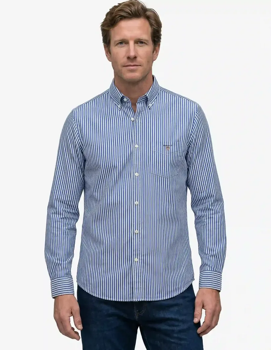 Camicia uomo a righe blu bianco