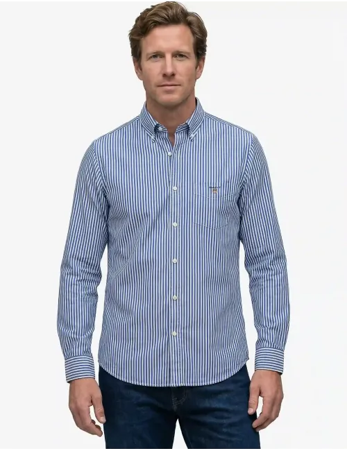 Camicia uomo a righe blu bianco