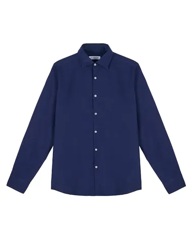 Camicia uomo lino blu navy