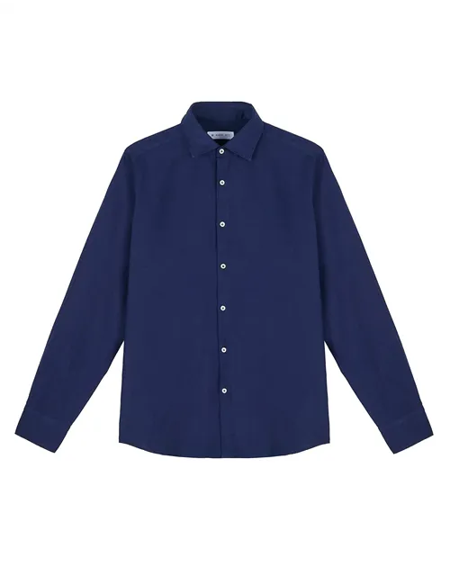 Camicia uomo lino blu navy