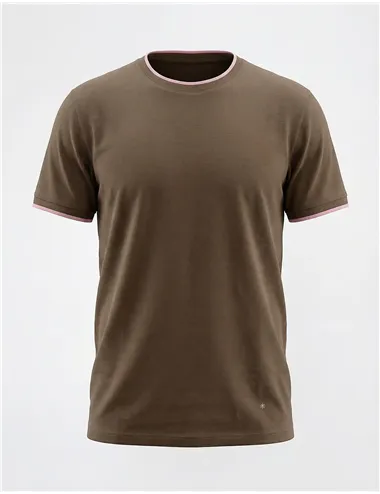 T-shirt uomo contrasti marrone rosa