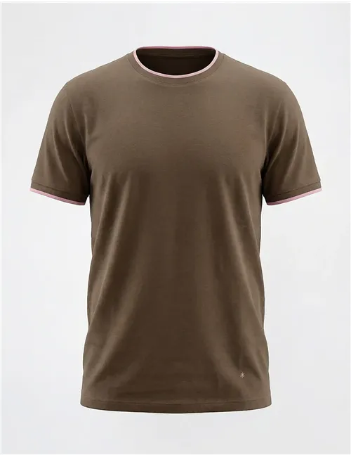 T-shirt uomo contrasti marrone rosa