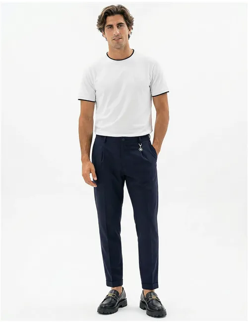 Pantaloni uomo punto milano blu