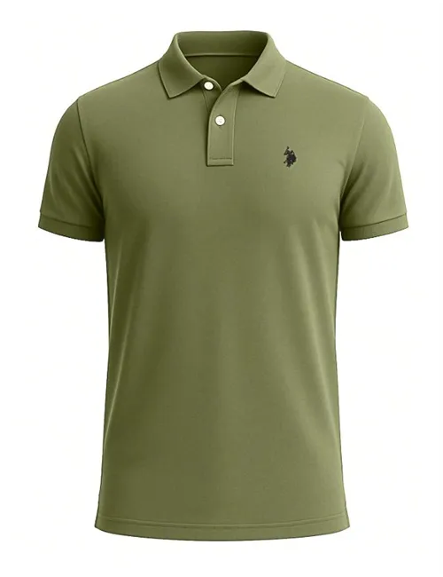 Polo uomo in cotone piquet verde militare