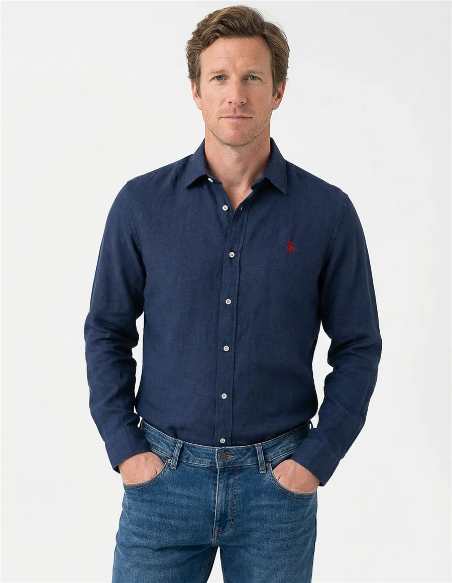 Camicia uomo blu navy