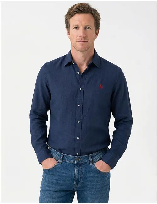 Camicia uomo blu navy