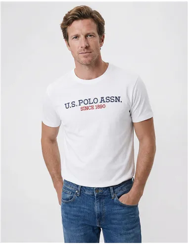 T-shirt uomo con ricamo bianco