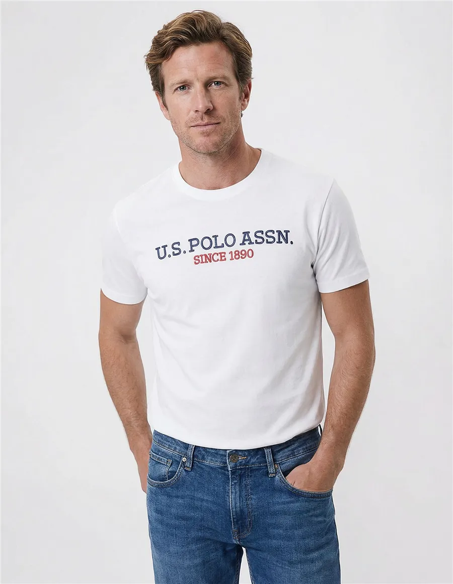 T-shirt uomo con ricamo bianco