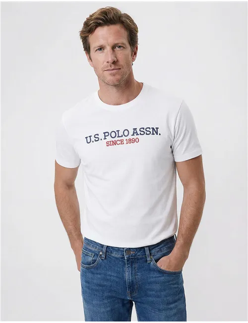 T-shirt uomo con ricamo bianco